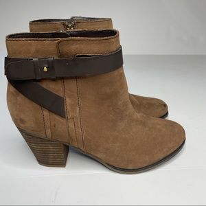 Franco Sarto brown leather heeled booties